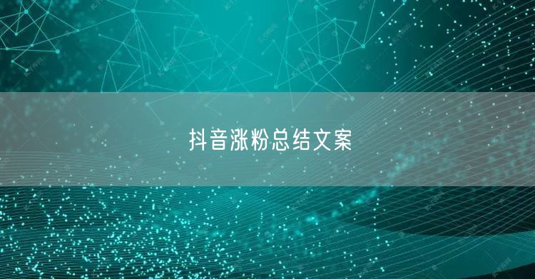 抖音涨粉总结文案