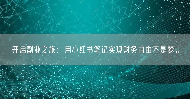 开启副业之旅：用小红书笔记实现财务自由不是梦。