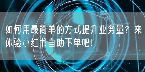 如何用最简单的方式提升业务量？来体验小红书自助下单吧!