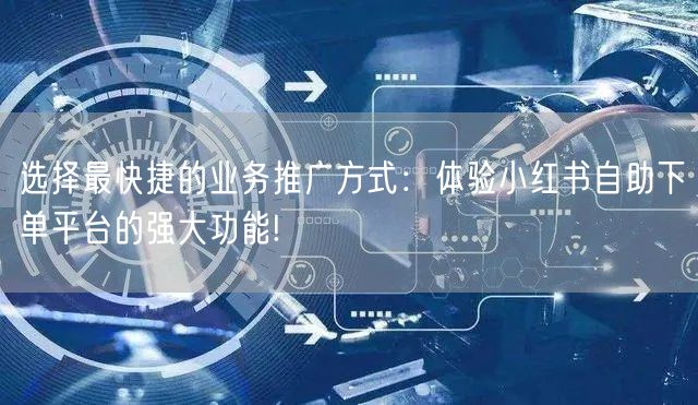 选择最快捷的业务推广方式：体验小红书自助下单平台的强大功能!