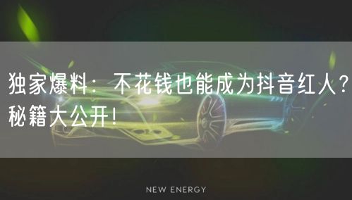 独家爆料：不花钱也能成为抖音红人？秘籍大公开！